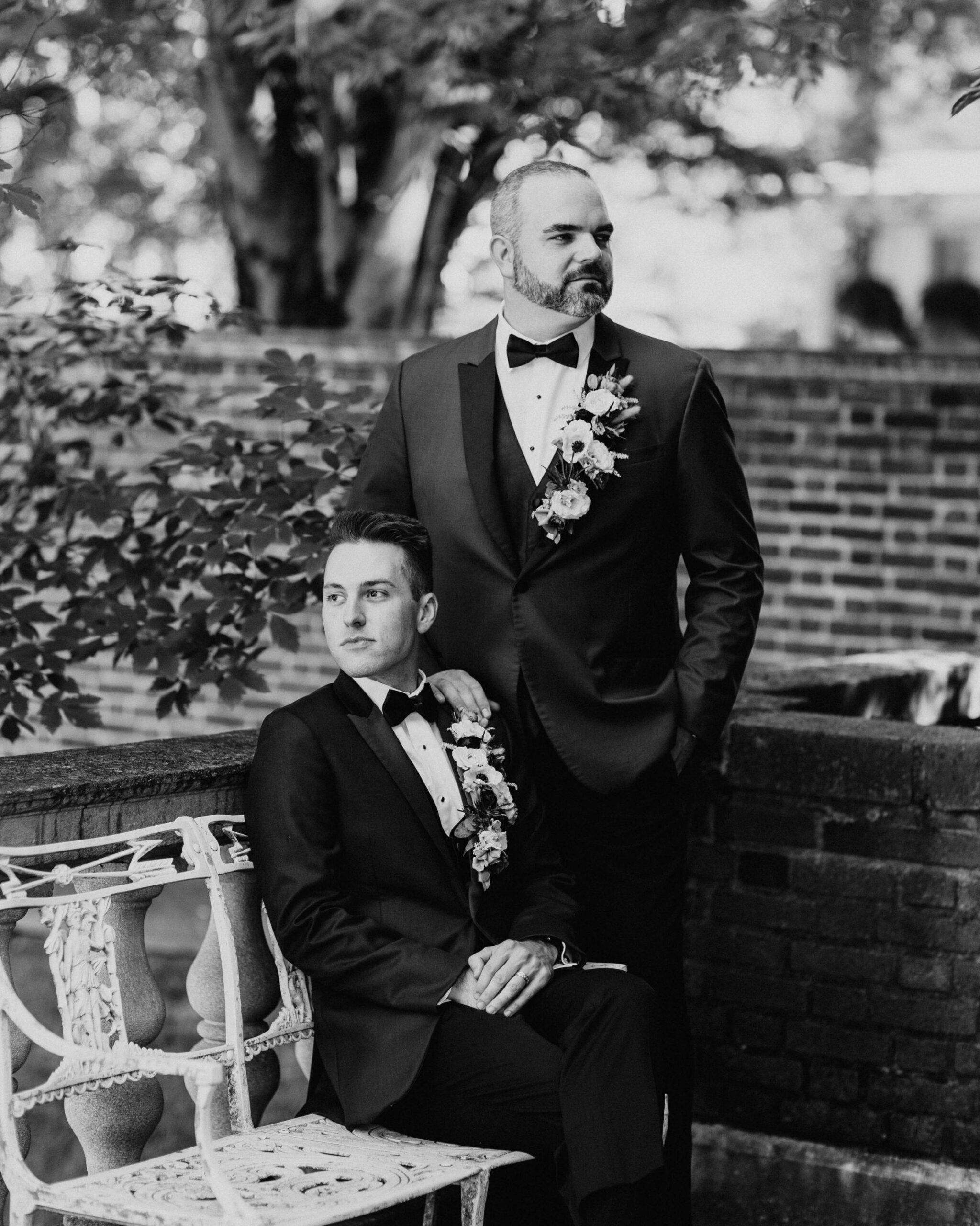 Grooms Posing at The Inn at Irwin Gardens